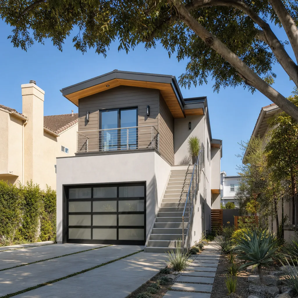 A new two-story ADU over a garage